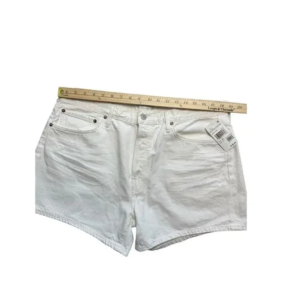 NEW AGOLDE Shorts Women 33 White Denim Parker Long Relaxed Organic Cotton - Picture 7 of 11